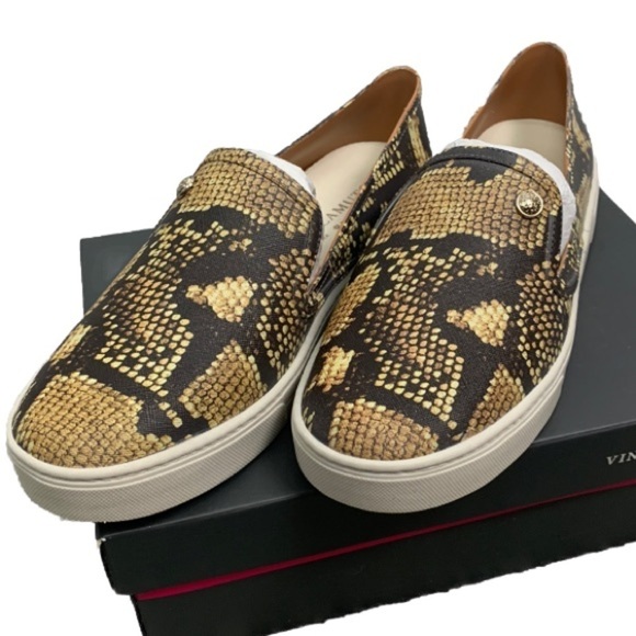 NWT Vince Camuto Size 10 Marjetta Womens Metallic Snakeskin Slip-On Sneakers - Picture 1 of 7